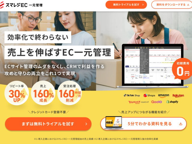 「楽天市場」や「amazon」等と受注や在庫を一元管理・処理出来る「スマレジEC・一元管理」！
