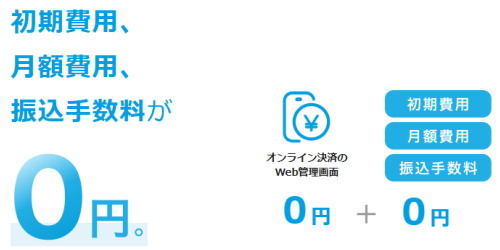 「3.24%」の決済手数料のみで「すべて0円」で利用が可能！